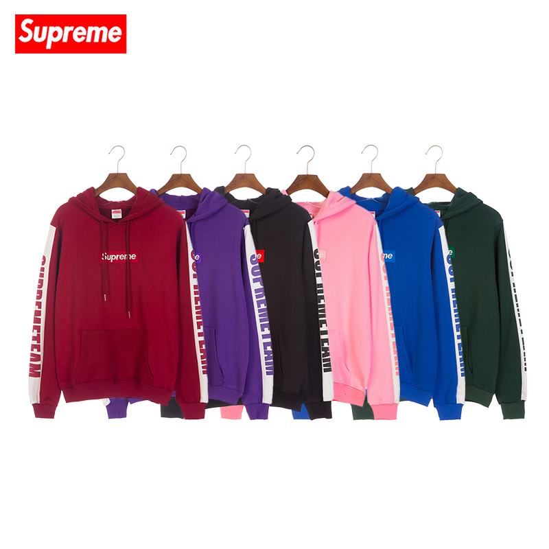 supreme 4 colors red green blue pink coral wool hoodie box logo
